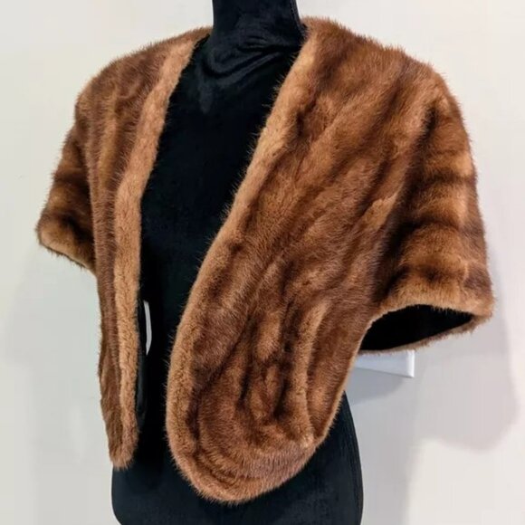 HENRI KESSLER Blonde Mink Fur Stole Evening Wrap Cape Lined Vintage Beautiful! - Picture 6 of 9
